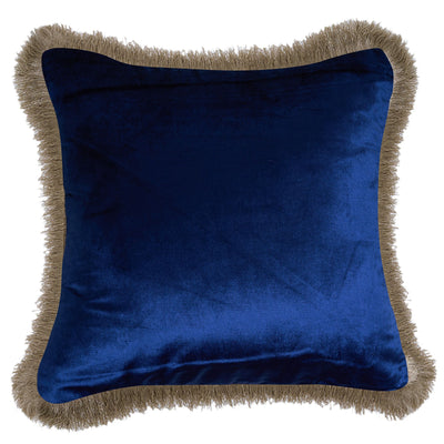 Sapphire Velvet Fringe - Cushion Cover