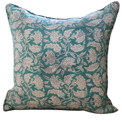 Sea Green Floral Decorative Cushion | 50cm x 50cm
