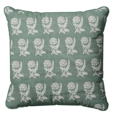 Green Carnation Decorative Cushion Cover | 50cm x 50cm Green Floral Cushion