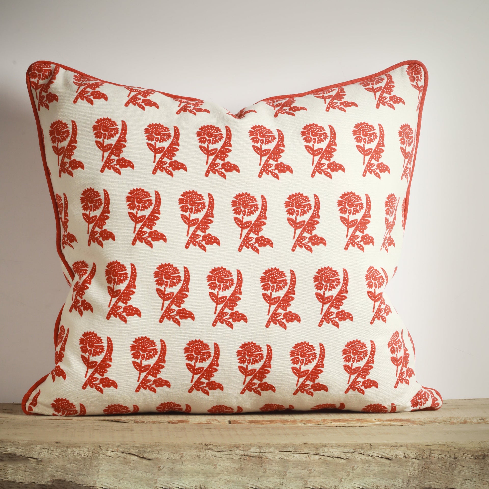 Red Reverse Carnation Decorative Cushion Cover | 50cm x 50cm