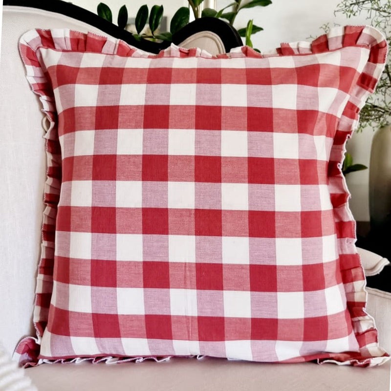 Varca Red Checkered Cushion Cover