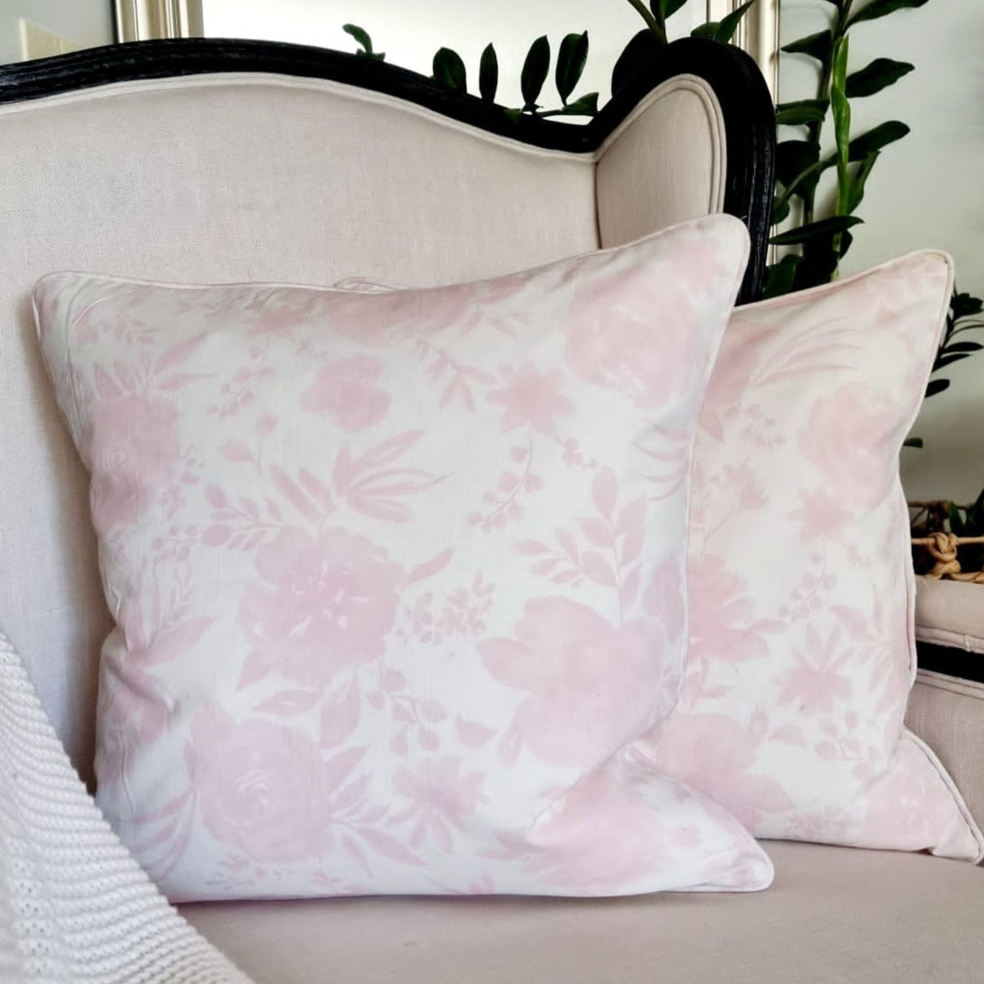 Floral Whisper Pink Cushion Cover 50x50 cm | Cotton-linen Blend
