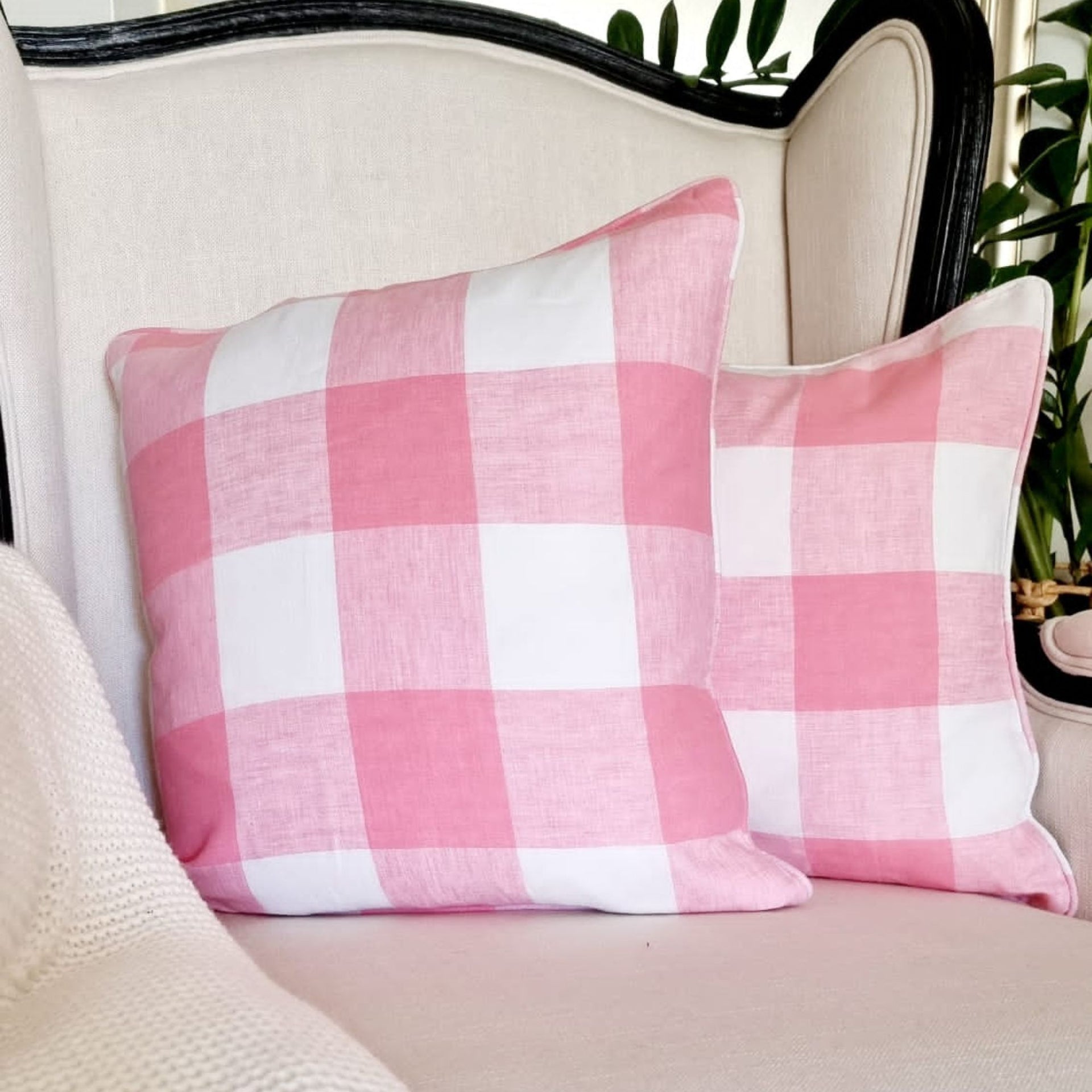 Country Pink Checkered Cushion Cover | 40cm x40 cm