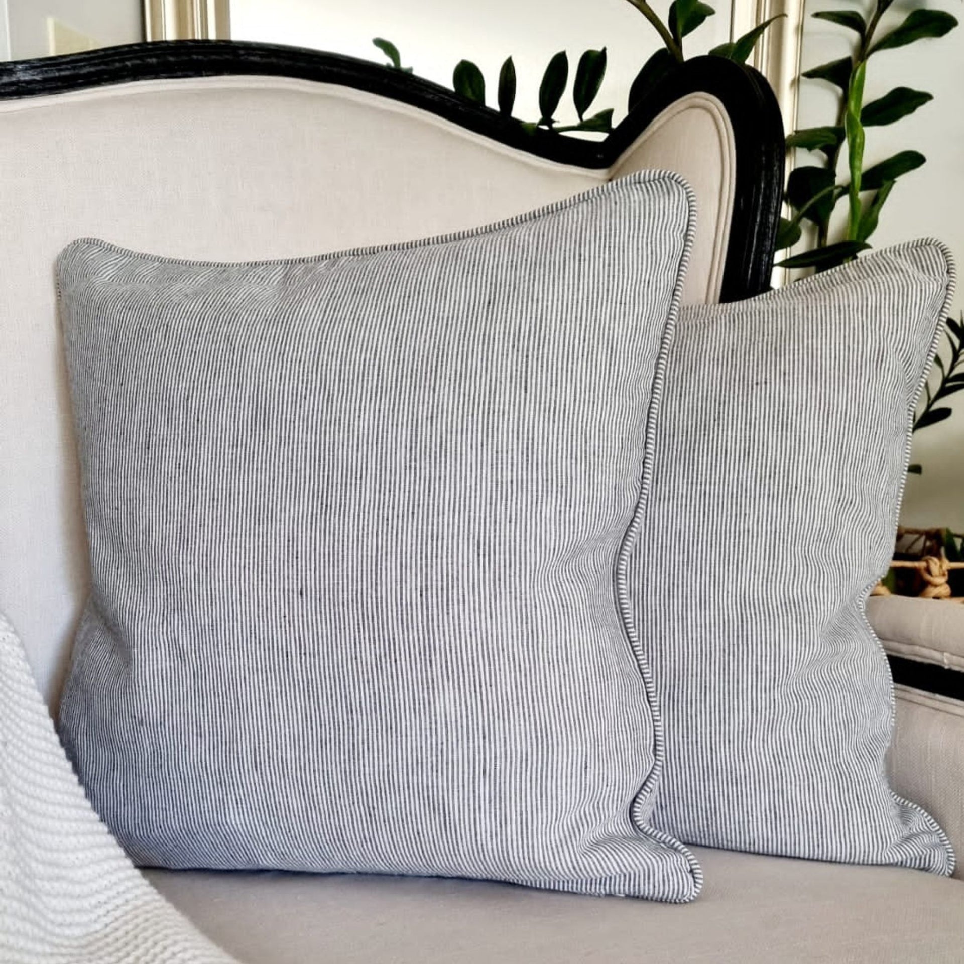 Charcoal Pinstripes Cushion Cover | 50cm x 50cm