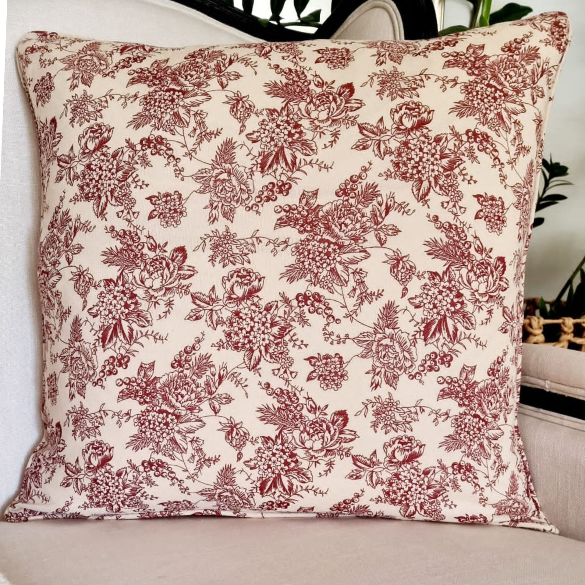 French Toile Ruby Cushion Cover | 60cm x 60cm