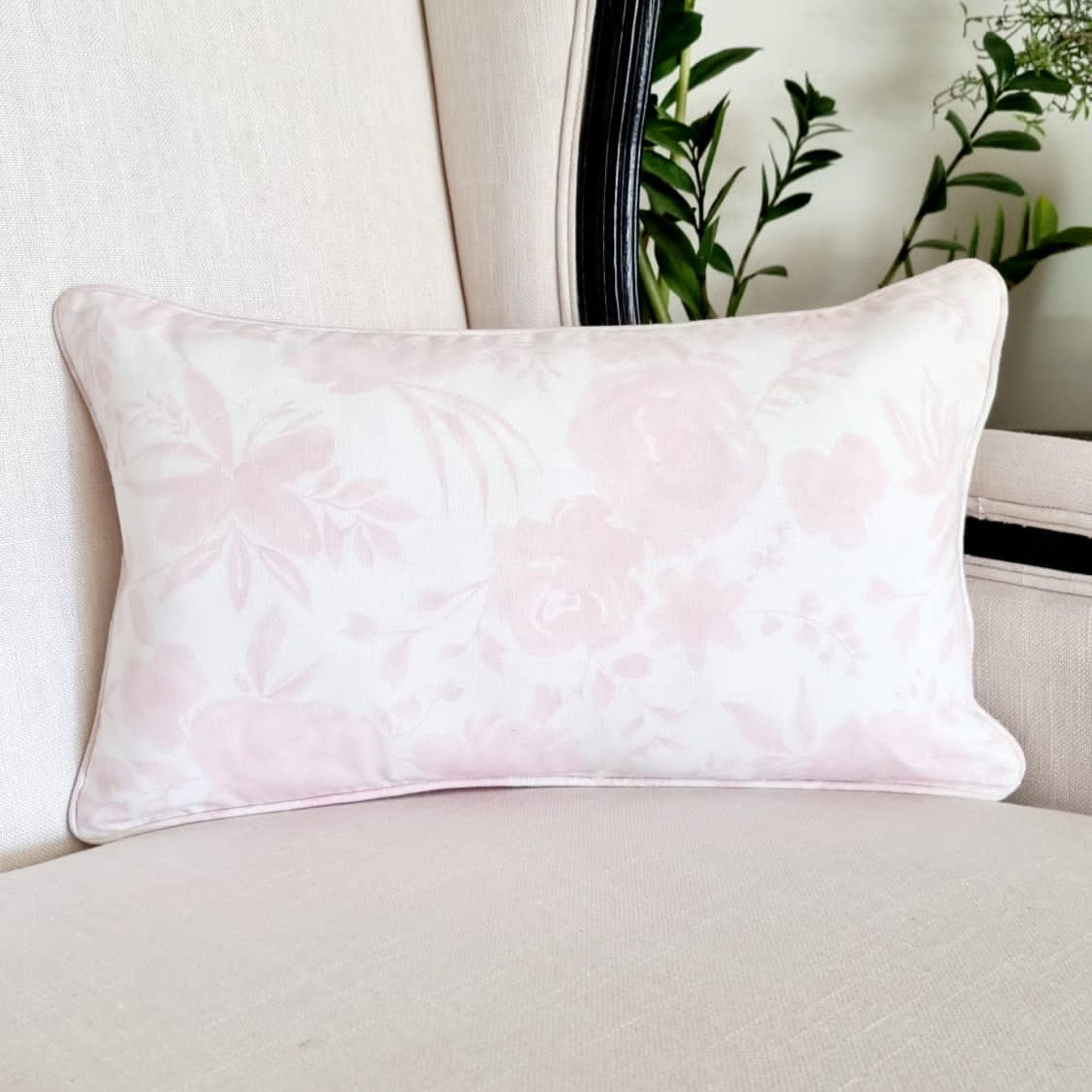 Lumbar Cushion - Floral Whisper Pink with insert