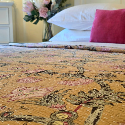 Summer Bloom Kantha Bedspread | 220x270cm