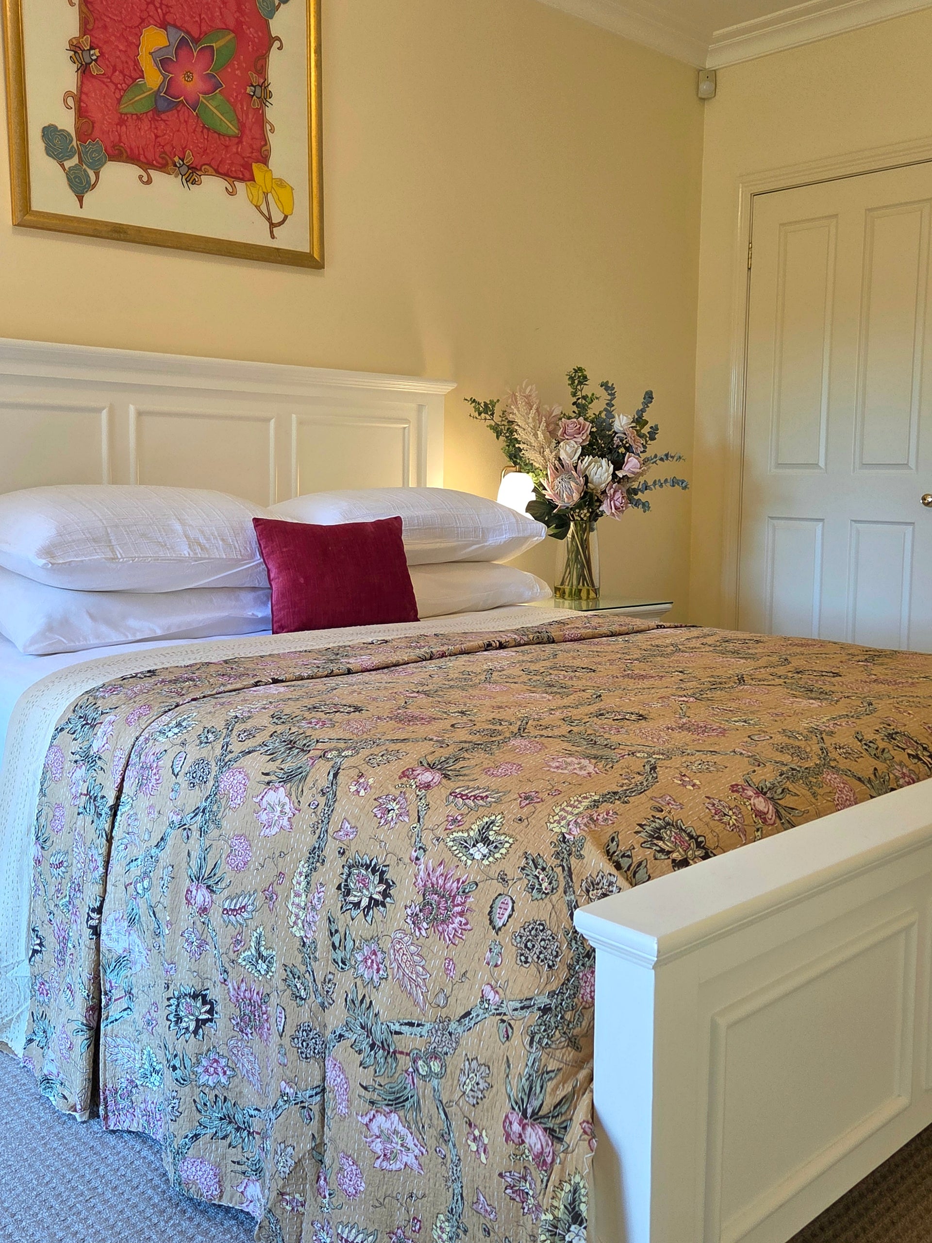 Summer Bloom Kantha Bedspread