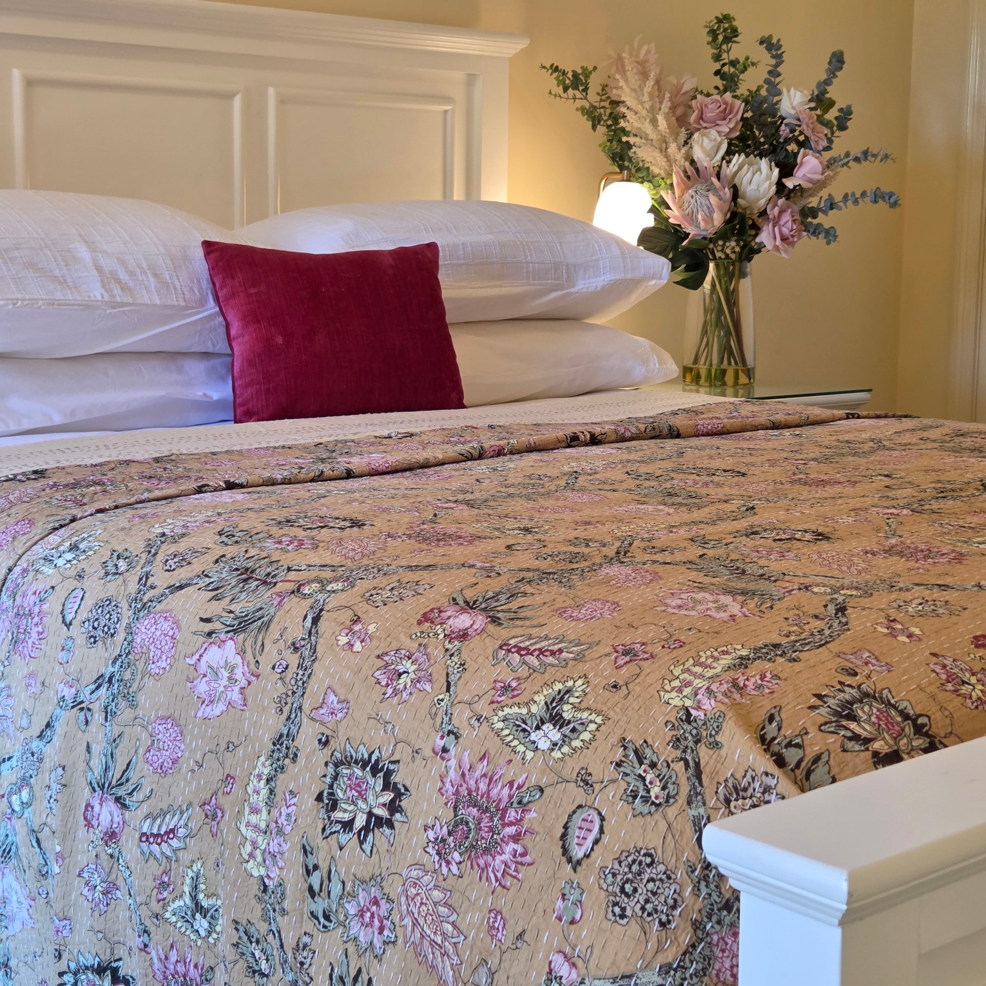 Summer Bloom Kantha Bedspread