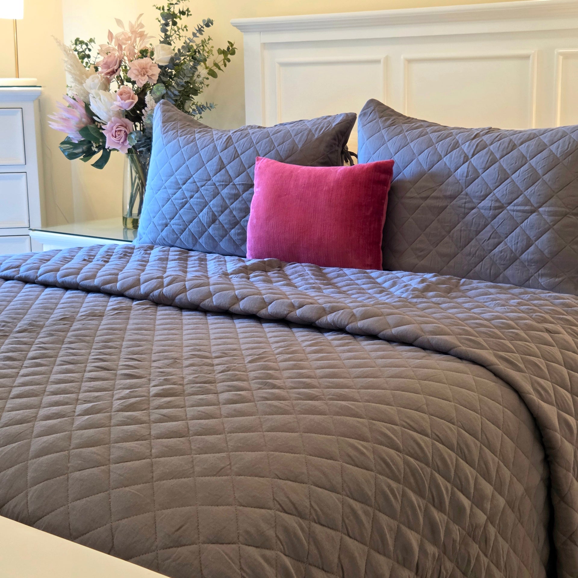 Shadow Diamond Stitched Comforter with Pillowcase Set