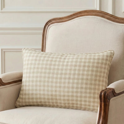 Sandstone Check Lumbar Cushion Cover | 30x50 cm