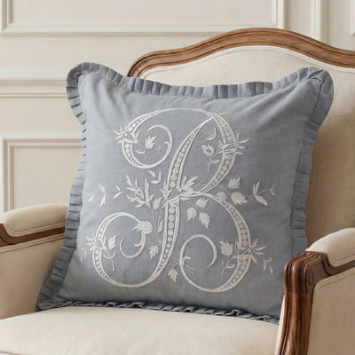 French Monogram B - Gray Cushion Cover