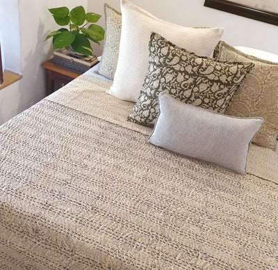 Jaipur Kantha Coverlet | Lightweight 220x270cm Summer Bedspread