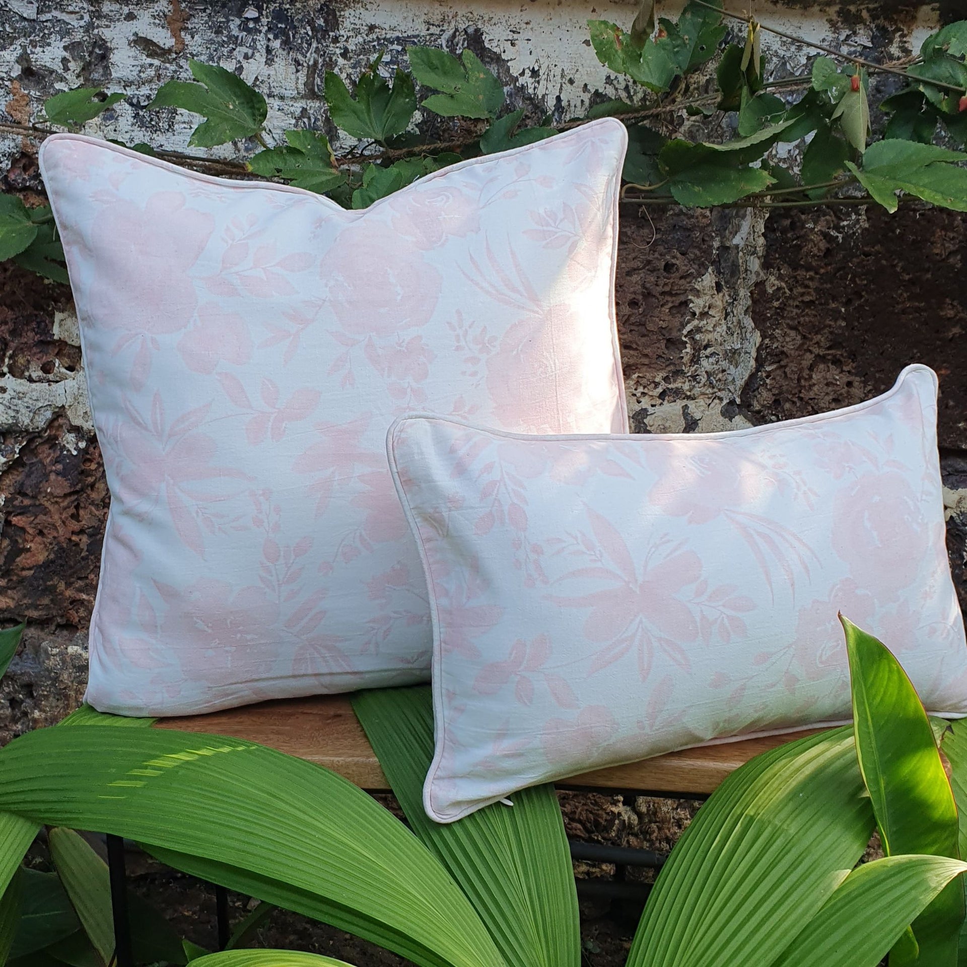 Floral Whisper Pink Cushion Cover 50x50 cm | Cotton-linen Blend