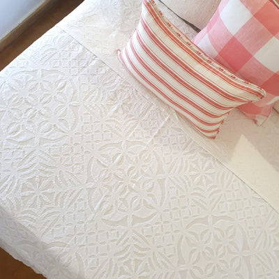 Homestead White Applique Bedcover | 220cm x 270cm