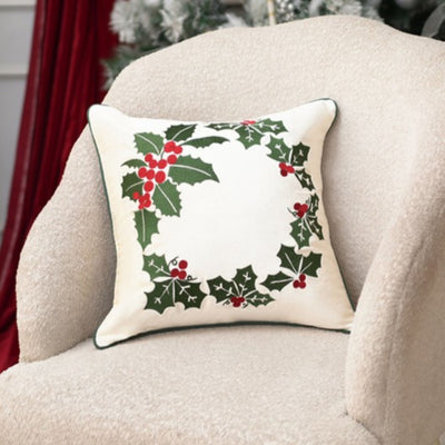 Floral Wreath - Embroidered Cushion Cover | 45x45 cm