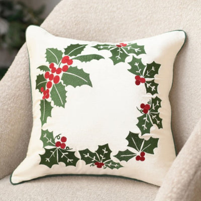 Floral Wreath - Embroidered Cushion Cover | 45x45 cm