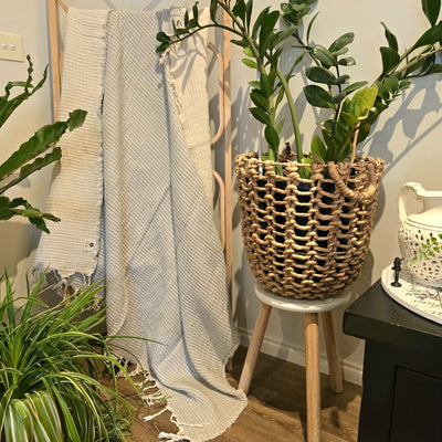 Parisian Elegance Light Grey Handmade Throw | 120x170cm Large Cotton Throw