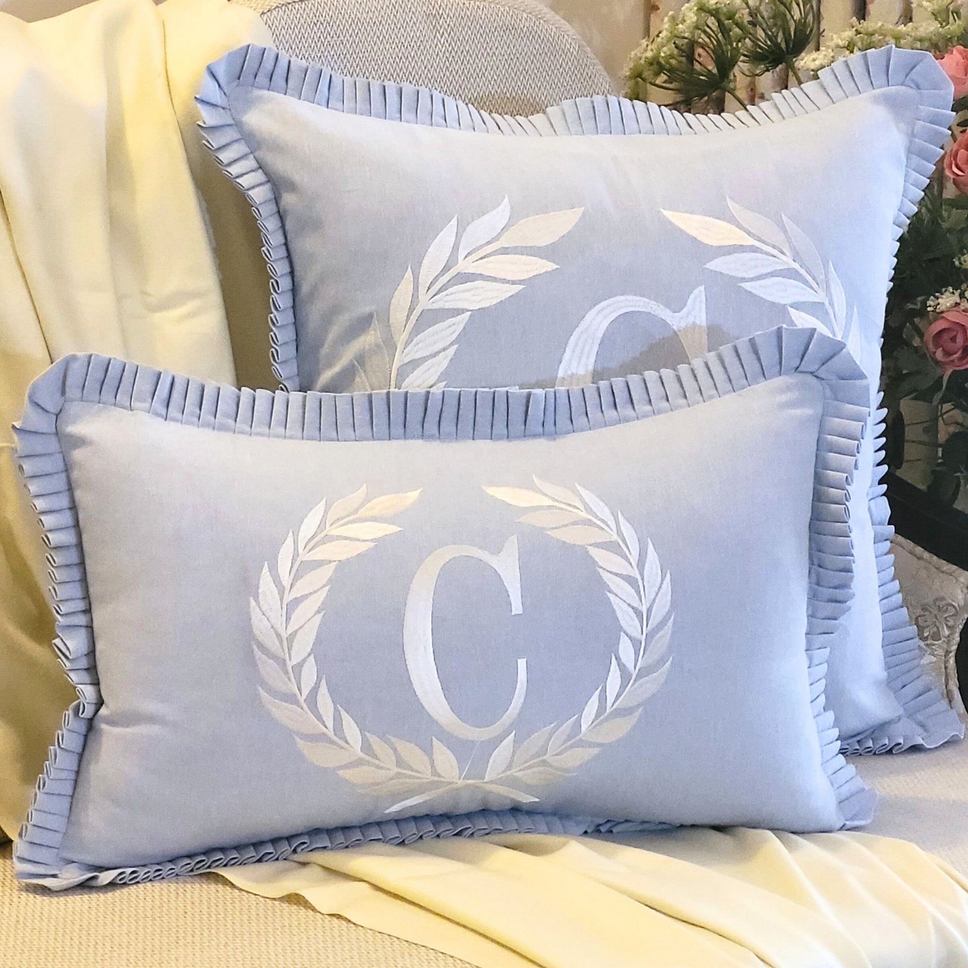 French Monogram C | Monogram Cushion Cover 50x50 cm – 100 % Natural Cotton