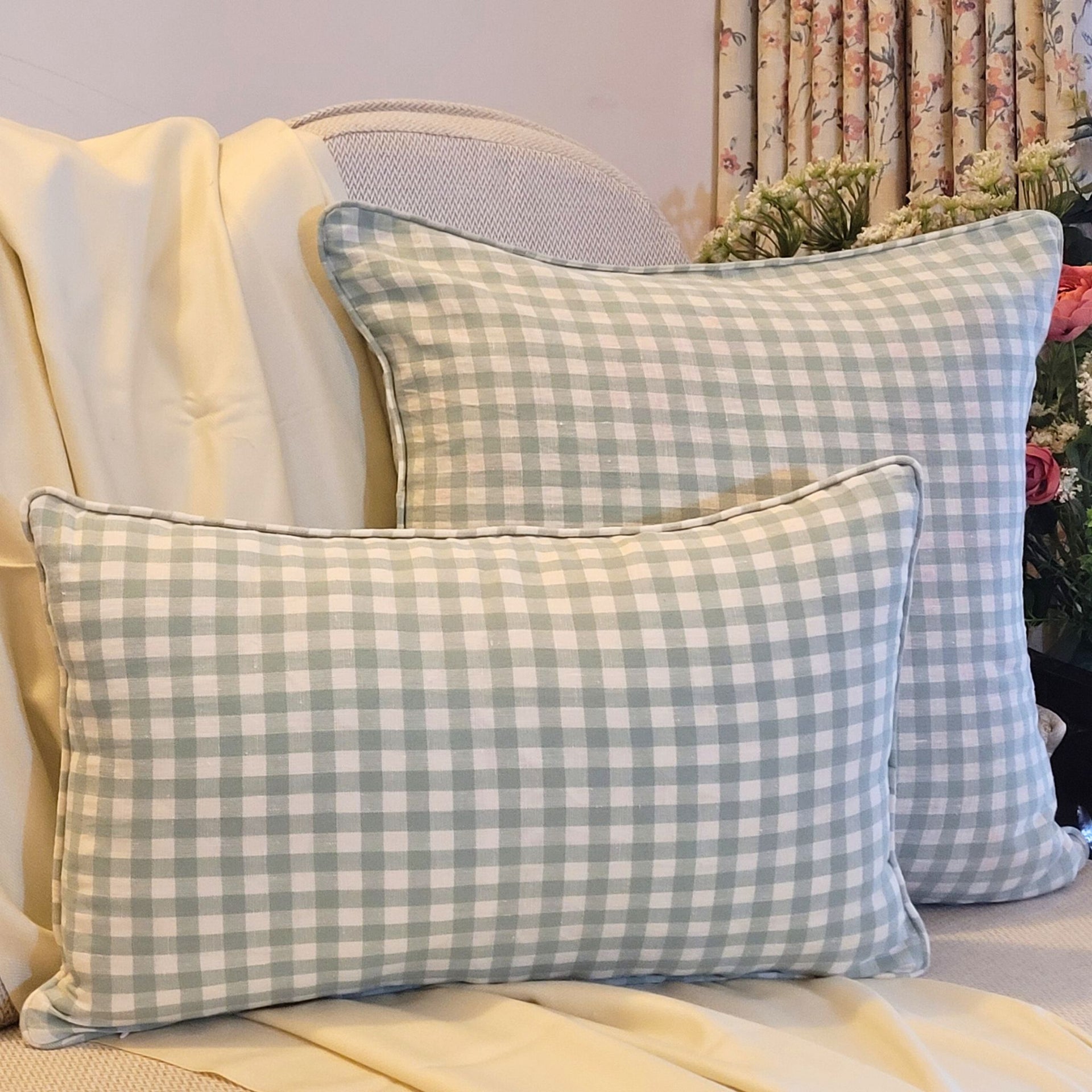 Lumbar Cushion Cover - Meadow Check