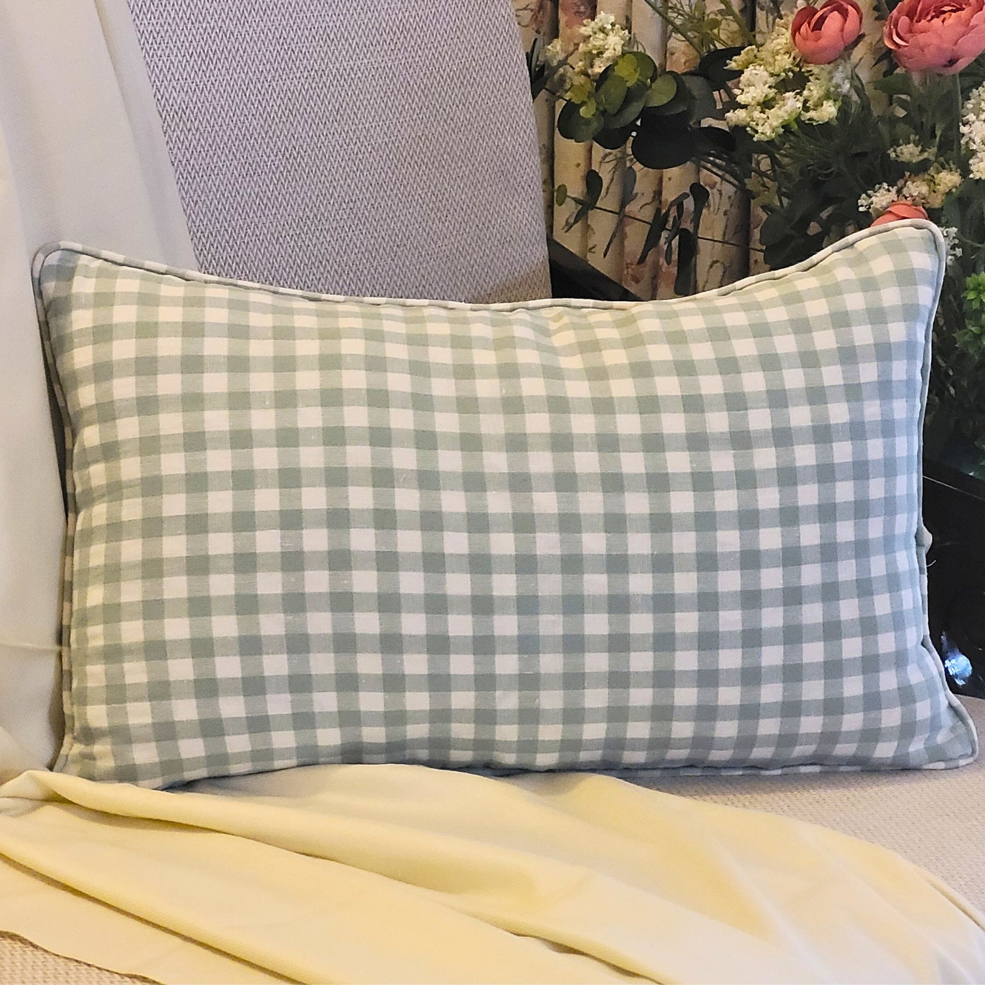 Lumbar Cushion Cover - Meadow Check