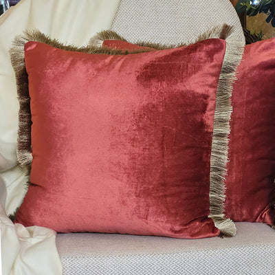Rose Gold Velvet Fringe - Cushion Cover
