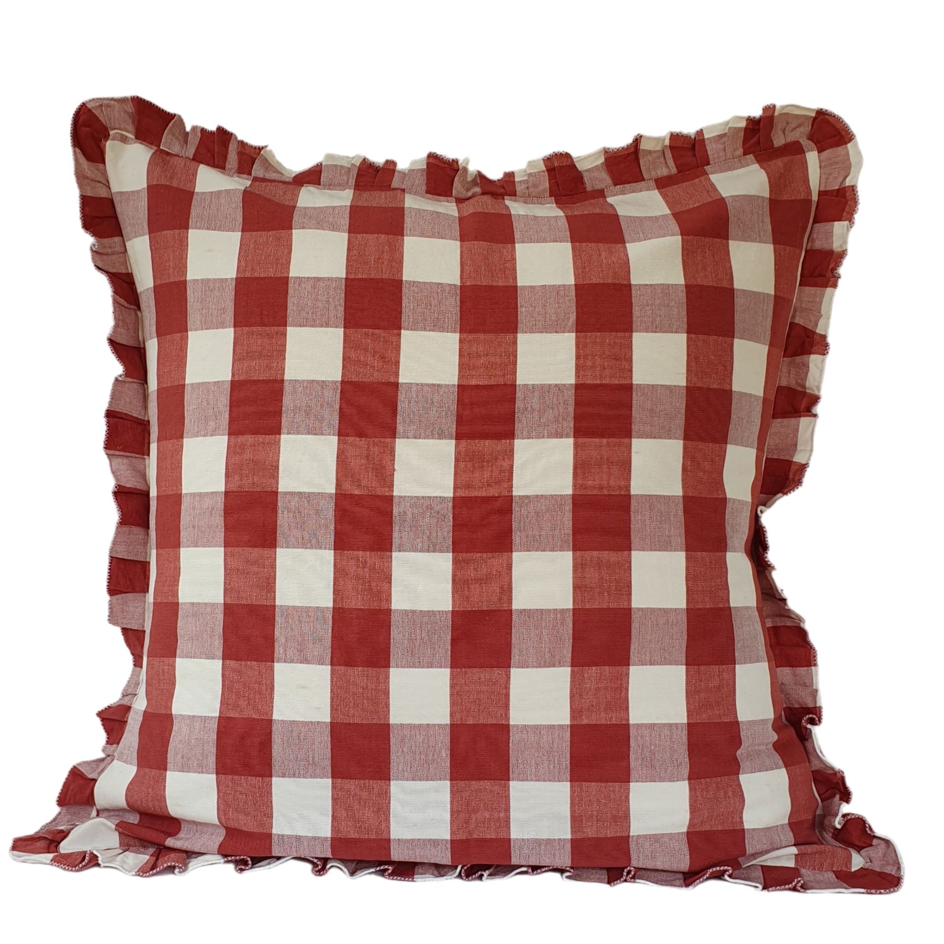 Varca Red Checkered Cushion Cover | 60cm x 60cm Decorative Red Cushion