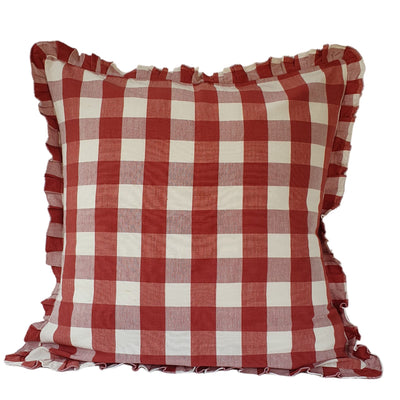 Varca Red Checkered Cushion Cover | 60cm x 60cm Decorative Red Cushion