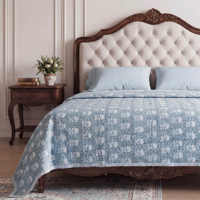 Winter Garden Reversible Quilt | Handmade 2-in-1 Cotton Bedspread