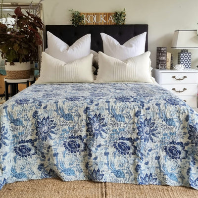 French Provincial Kantha Bedspread | 220cm x 270cm