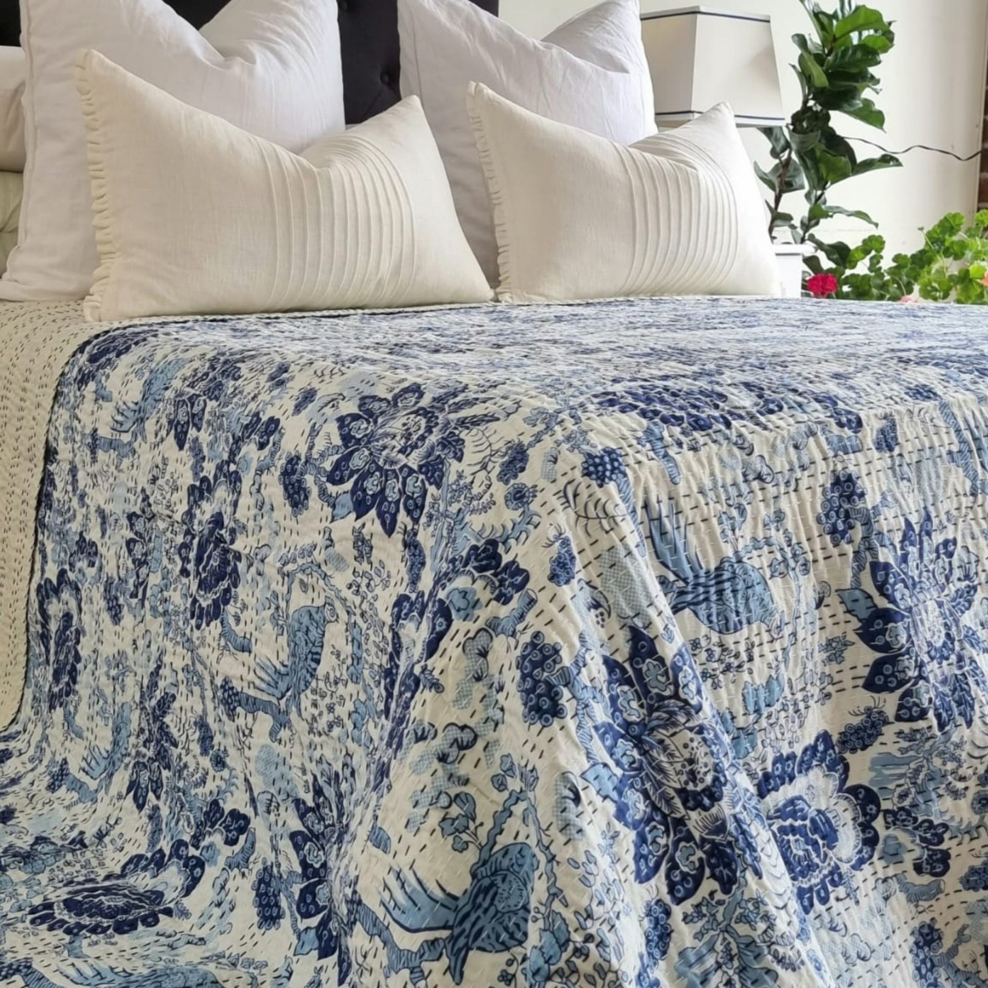 French Provincial Kantha Bedspread | 220cm x 270cm