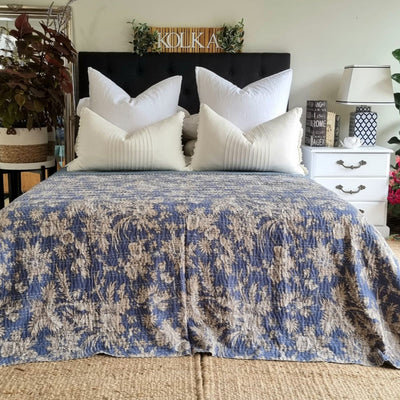 Lavender Kantha Bedspread | 220cm x 270cm
