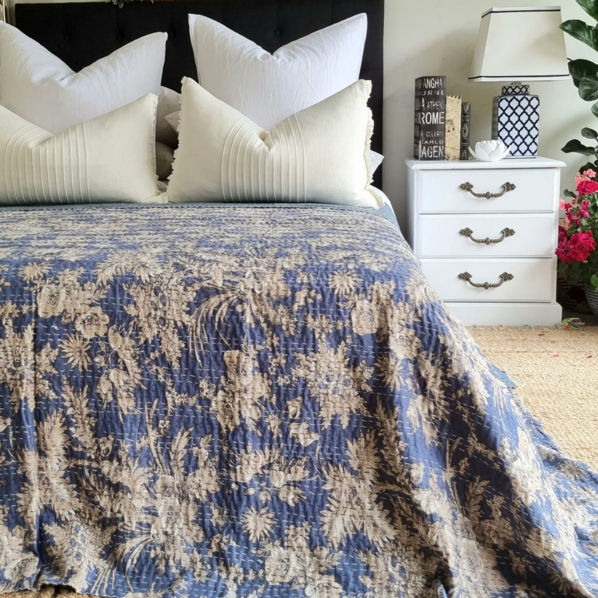 Lavender Kantha Bedspread | 220cm x 270cm