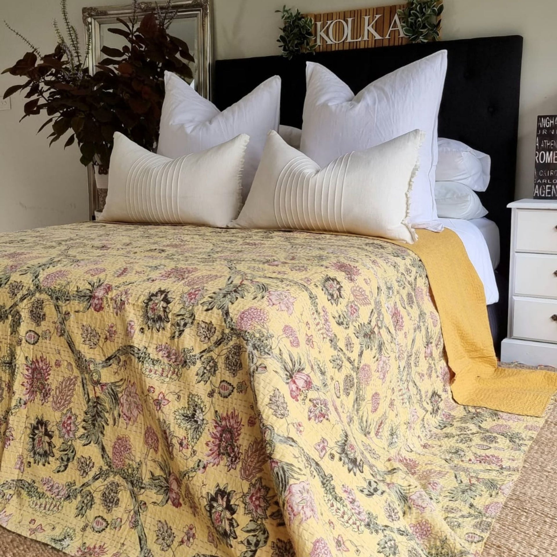 Summer Garden Kantha Bedspread | 220cm x 270cm
