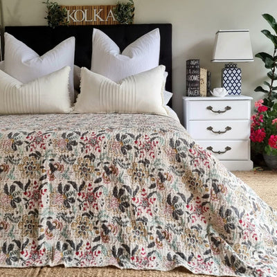 Zinnia Kantha Bedspread | 220cm x 270cm
