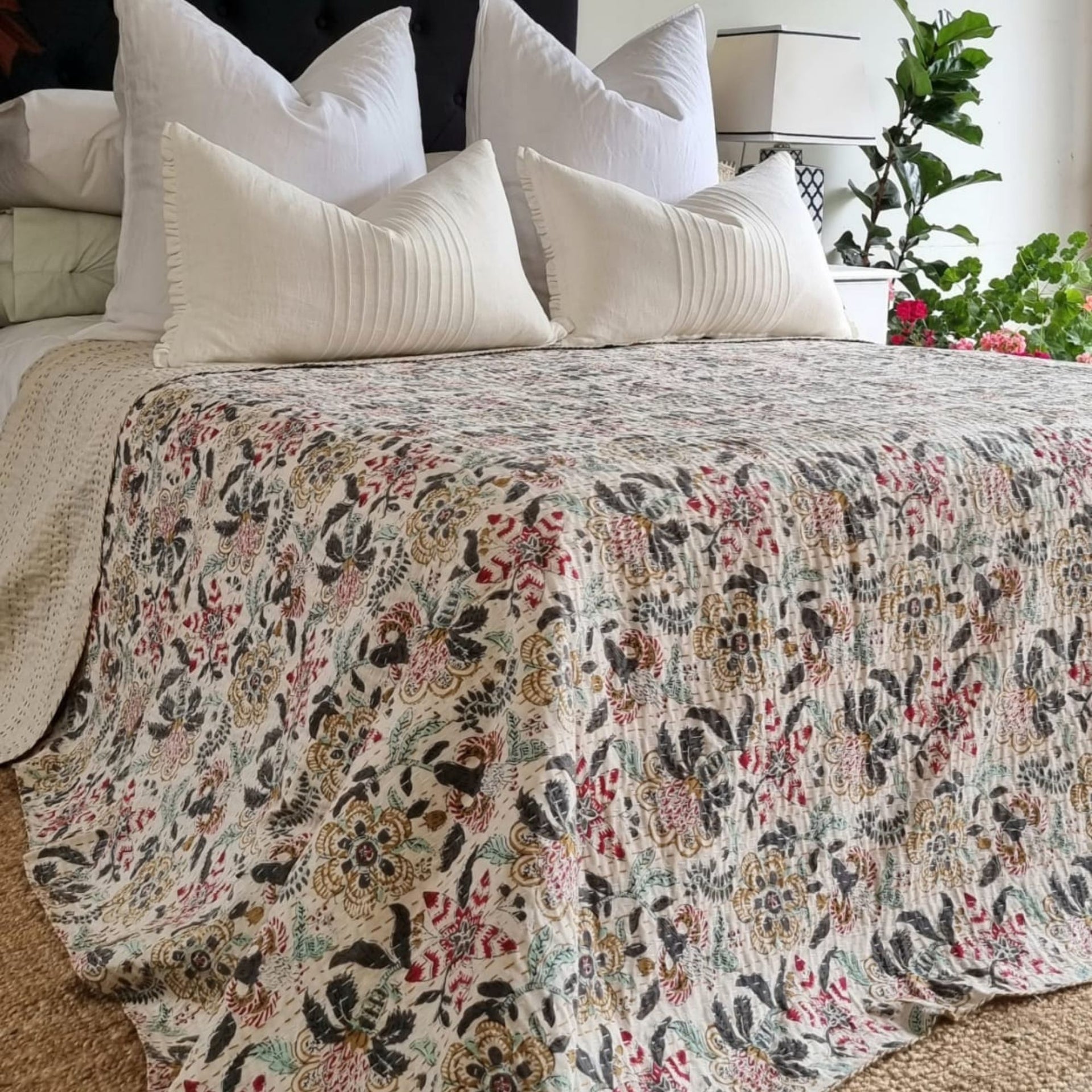 Zinnia Kantha Bedspread | 220cm x 270cm