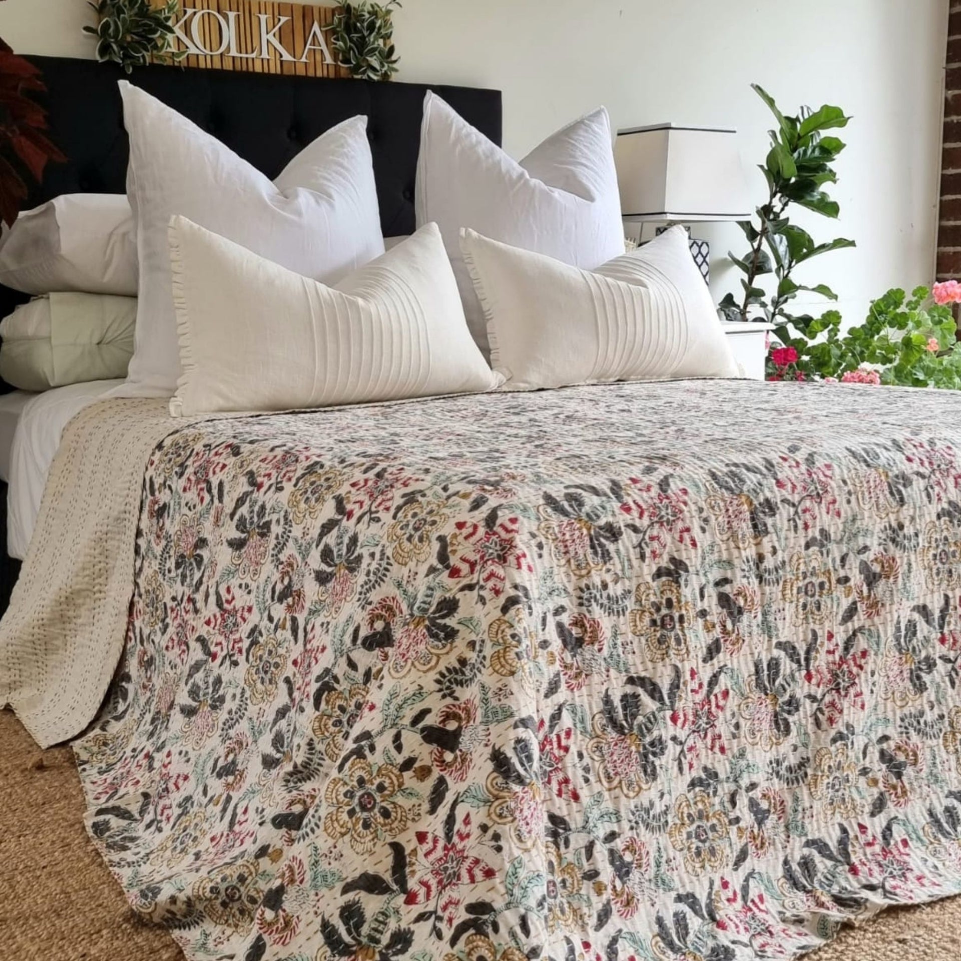 Zinnia Kantha Bedspread | 220cm x 270cm