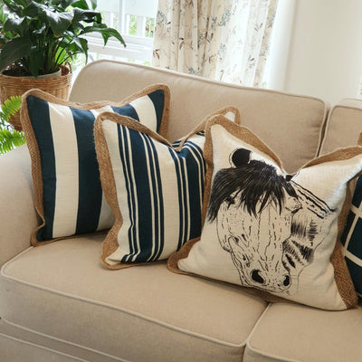 Navy Stripe Decorative Cushion Cover | 50cm x 50cm