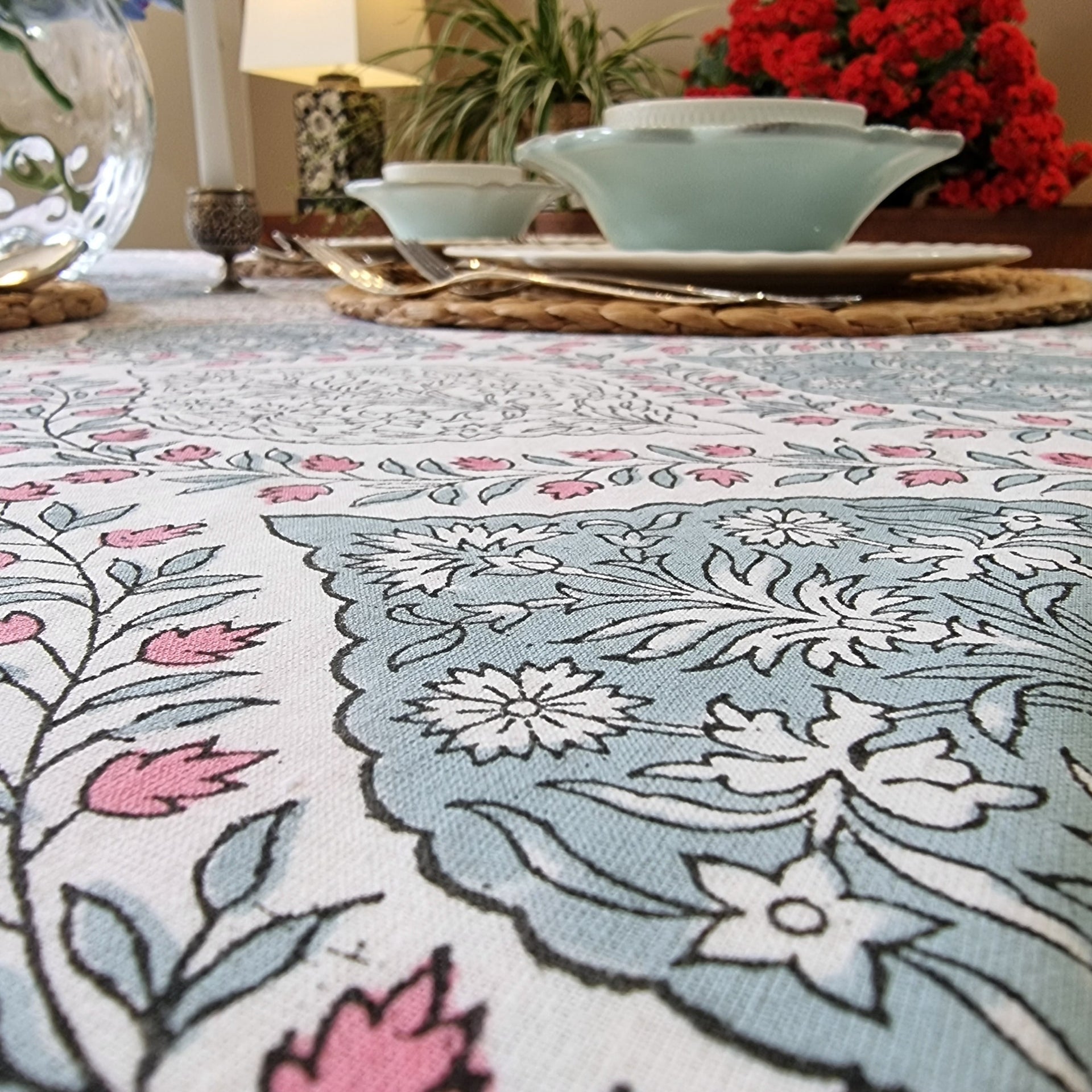 Garland Block-Printed Tablecloth