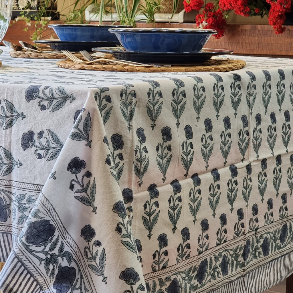 Kasani Block-Printed Tablecloth