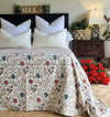 Berries Kantha Bedspread | Green Bedspreads 220x270 cm – 100% Cotton