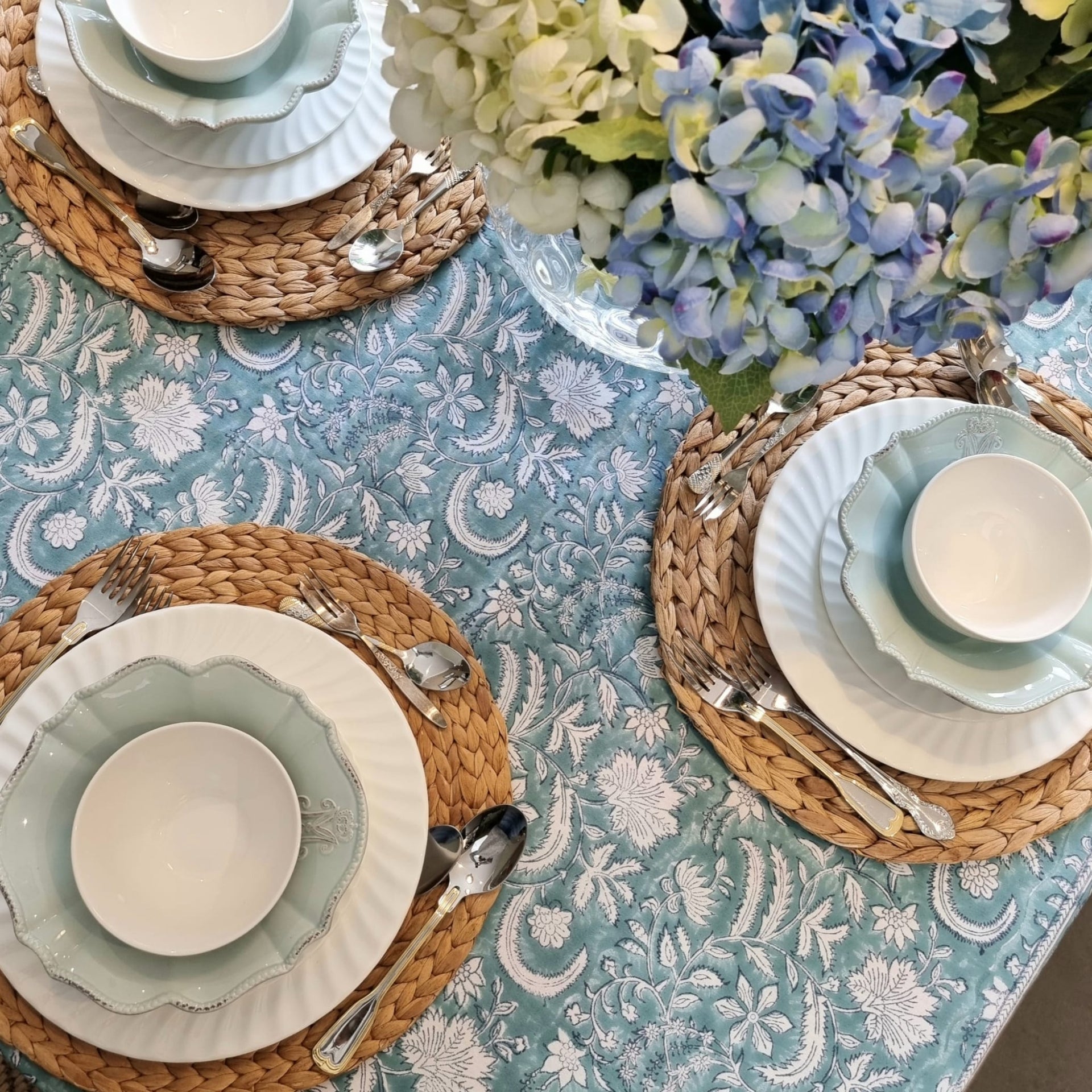 Poppy Block-Printed Tablecloth
