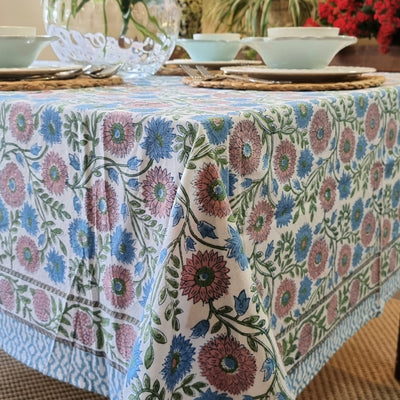 Kumudani Hand Block Printed Cotton Tablecloth