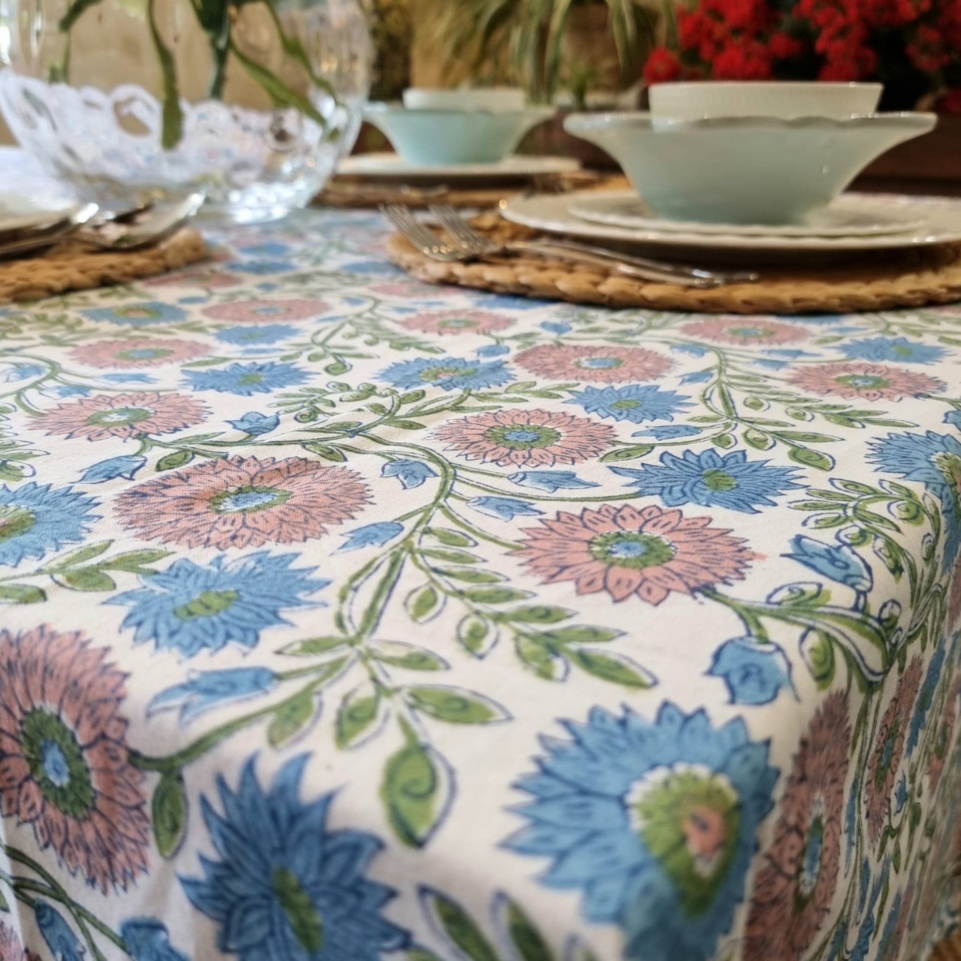 Kumudani Hand Block Printed Cotton Tablecloth