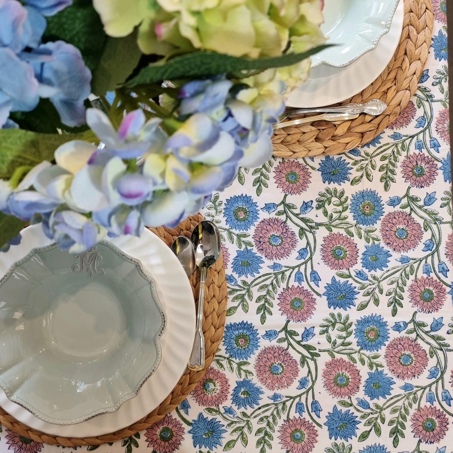 Kumudani Hand Block Printed Cotton Tablecloth