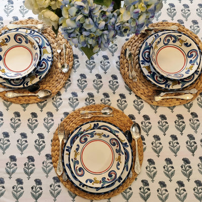 Kasani Block-Printed Tablecloth