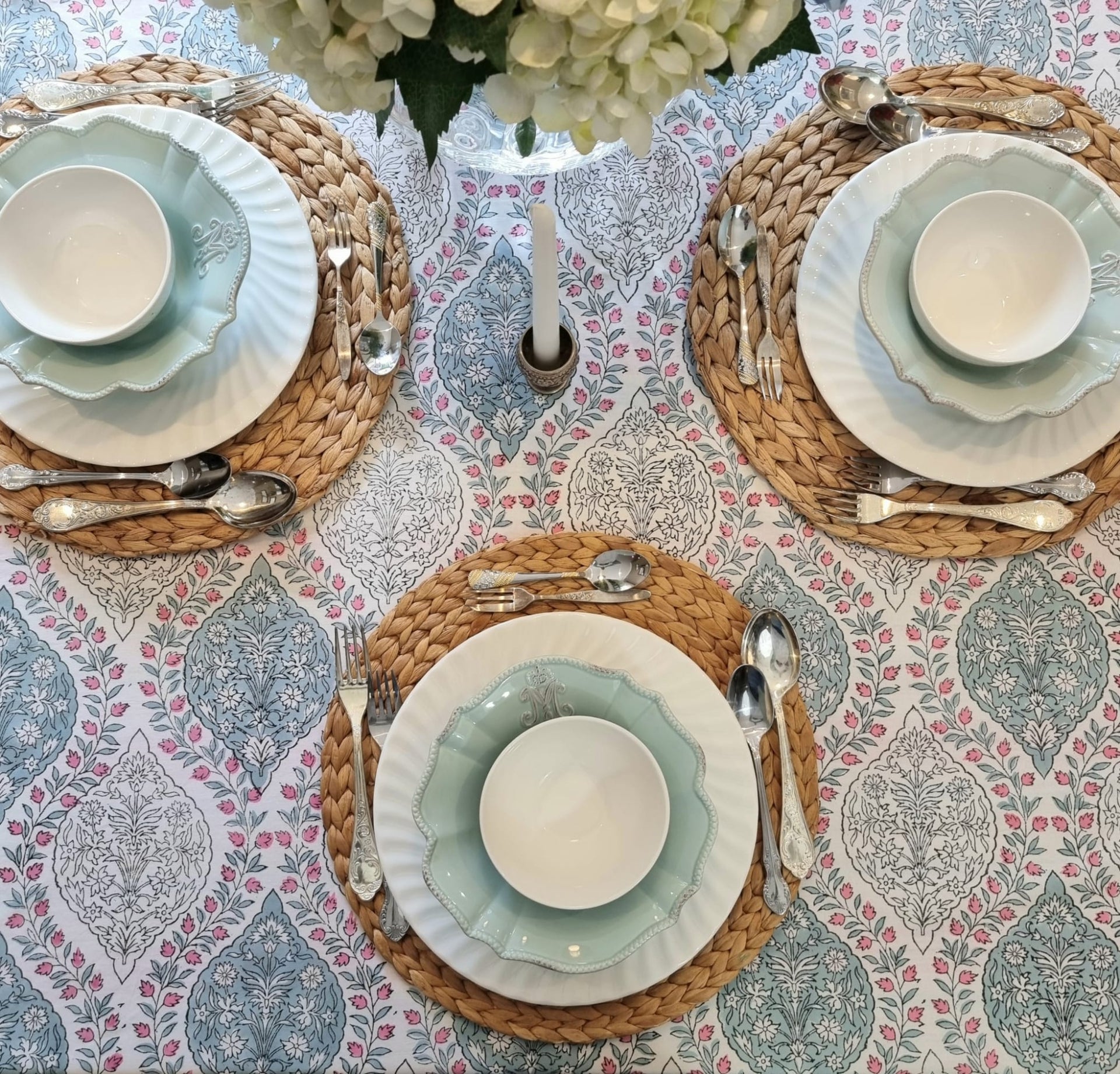 Garland Block-Printed Tablecloth