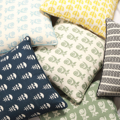 Green Reverse Carnation Decorative Cushion Cover | 50cm x 50cm