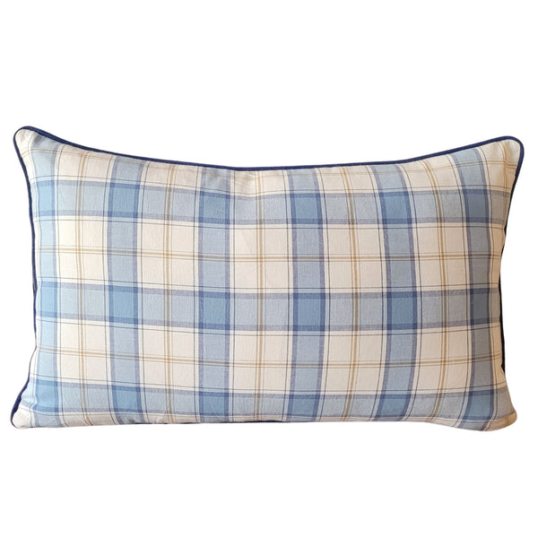 Coastal Check Lumbar Cushion Cover | 30×50 cm