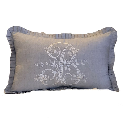 Lumbar Cushion Cover - Gray French Monogram B